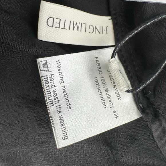 J.ING Black Ruffled Long Sleeve 100% Mulberry Silk Blouse Top Size M - Picture 9 of 10